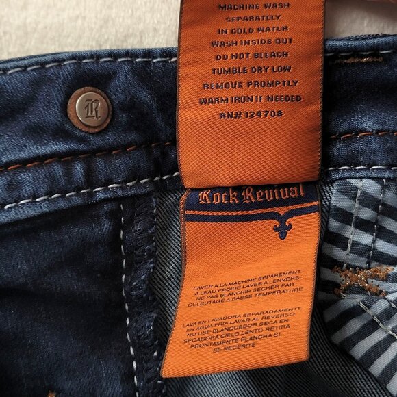 Rock Revival Loreen Women's Mid Rise Bootcut Dark Wash Jeans Size 25 - Picture 11 of 12